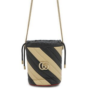 Gucci GG Marmont Bucket Bag Chain Shoulder Bag Quilted Black